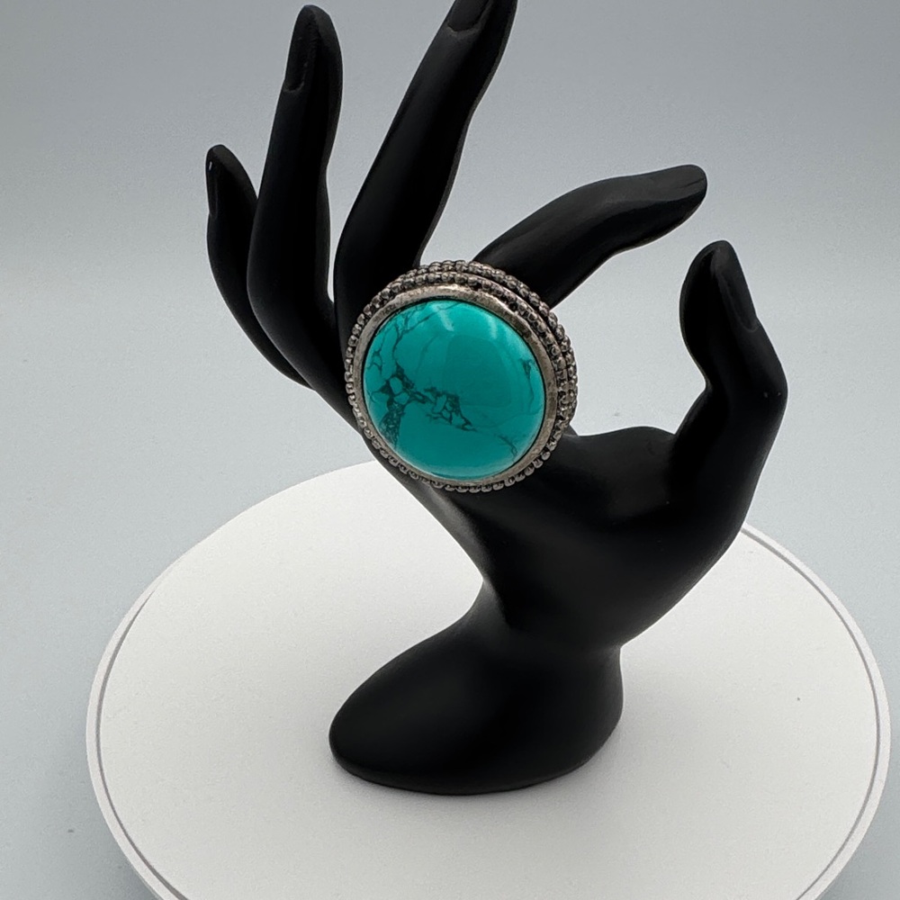 Chico's Teal And Silver Statement Ring - image 1